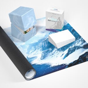 A picture of an Ultimate Guard boulder deck box and Katana sleeves.